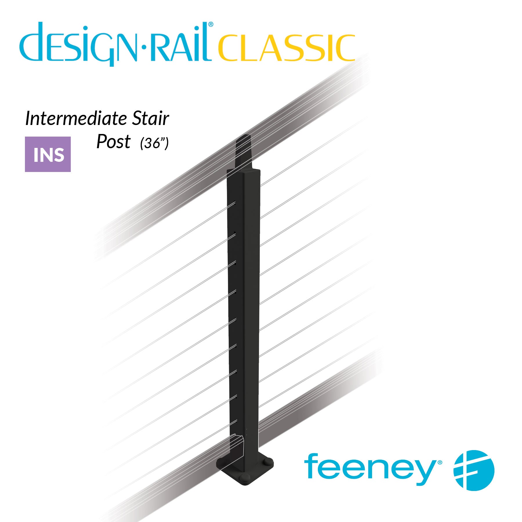 Feeney® DesignRail® Classic Kits Intermediate (Stair) Post Kit (36  Feeney® DesignRail® Classic Kits Intermediate (Stair) Post Kit (36