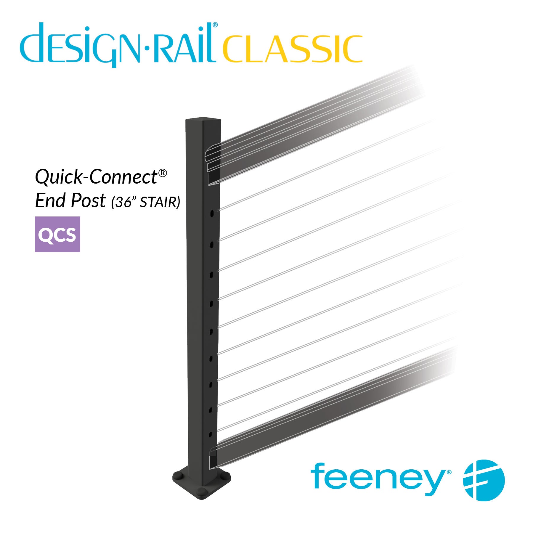 Feeney® DesignRail® Classic Kits (Stair) Quick-Connect® Post Kit (36  Feeney® DesignRail® Classic Kits (Stair) Quick-Connect® Post Kit (36