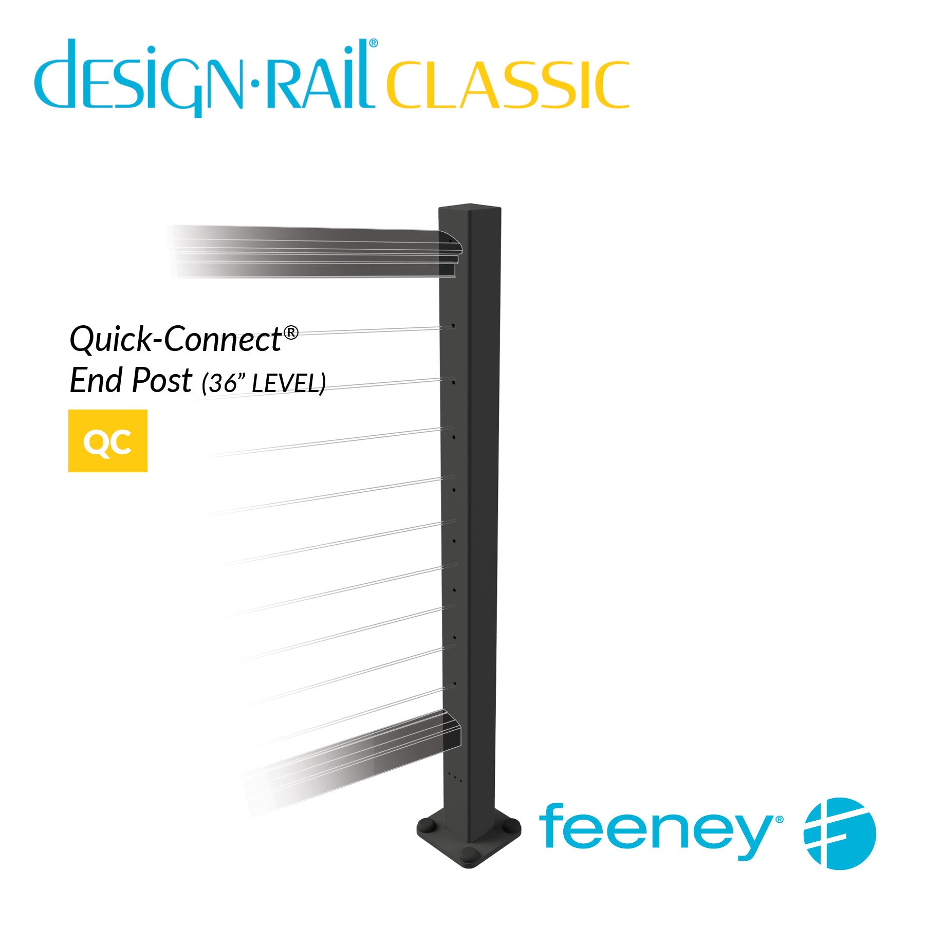 Feeney® DesignRail® Classic Kits (Level) Quick-Connect® Post Kit (36  Feeney® DesignRail® Classic Kits (Level) Quick-Connect® Post Kit (36