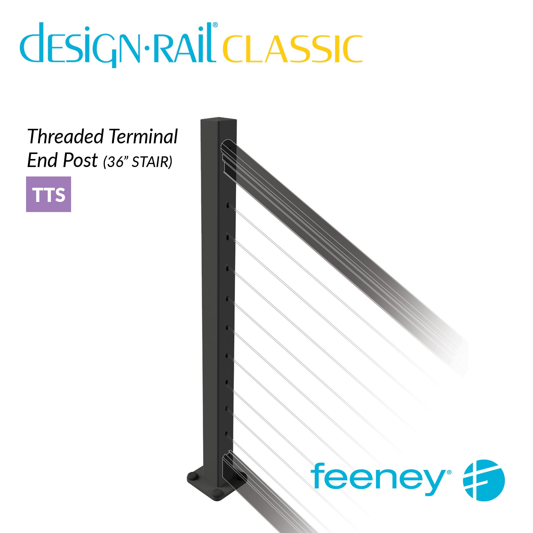 Feeney® DesignRail® Classic Kits (Stair) Threaded Terminal Post Kit (36  Feeney® DesignRail® Classic Kits (Stair) Threaded Terminal Post Kit (36