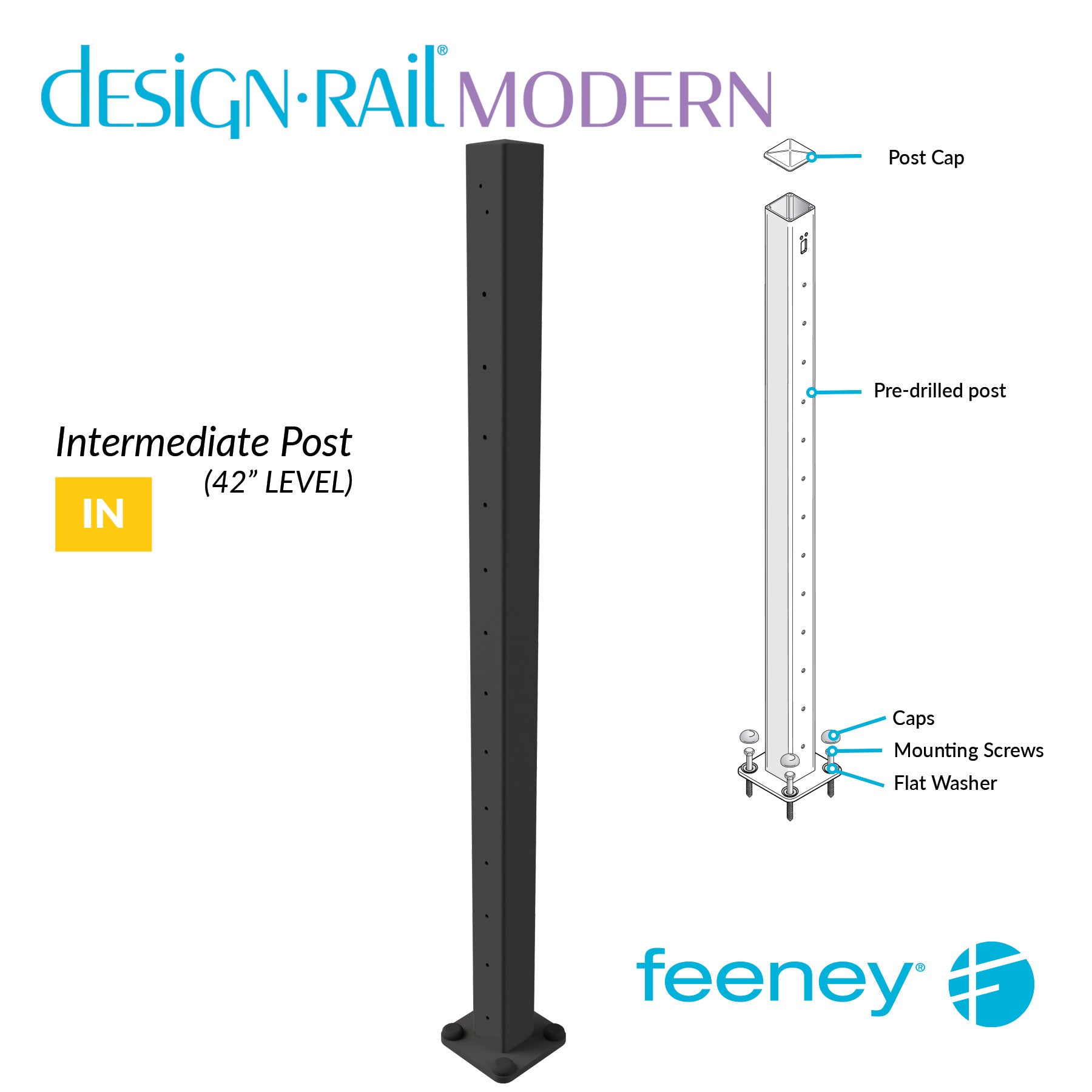 Feeney® DesignRail® Modern Kits Intermediate (Level) Post Kit (42  Feeney® DesignRail® Modern Kits Intermediate (Level) Post Kit (42