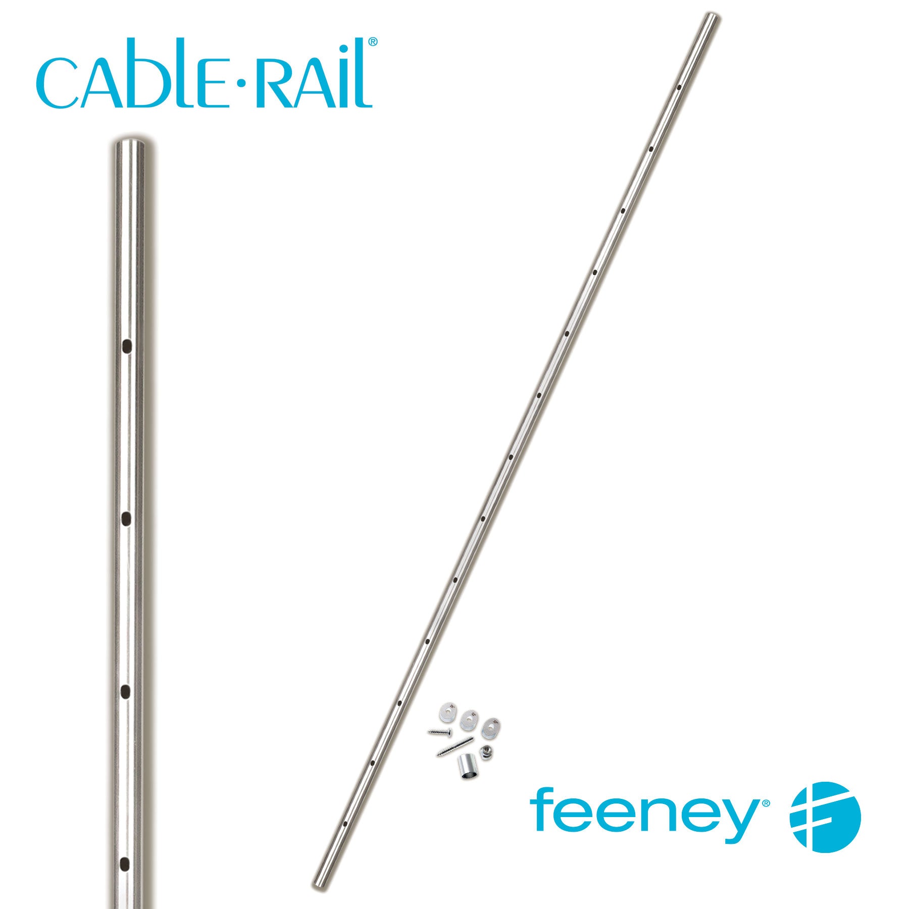 Feeney® CableRail Stair Stainless Steel Intermediate Picket, Wood (Each)   Feeney® CableRail Stair Stainless Steel Intermediate Picket, Wood (Each)