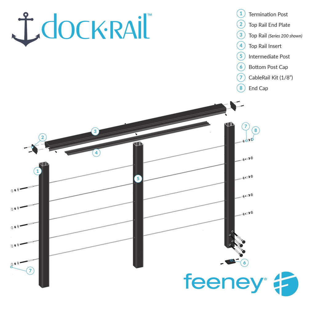 DockRail™ Aluminum Railing with CableRail - CableRailDirect