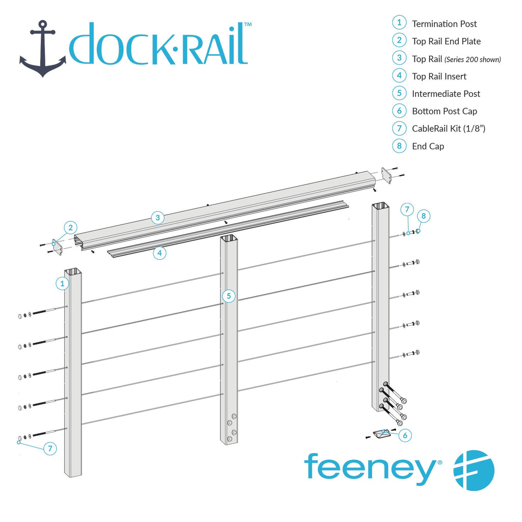 DockRail™ Aluminum Railing with CableRail - CableRailDirect