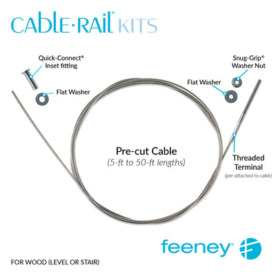 Feeney® CableRail Kits 1/8", Wood, 30 ft Each at Cable Rail Direct