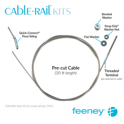Feeney® CableRail Stair Kits 1/8", Wood, 20 ft Each at Cable Rail Direct