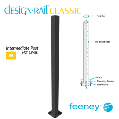 Feeney® DesignRail® Classic Kits Intermediate (Level) Post Kit (42" - Textured Black)