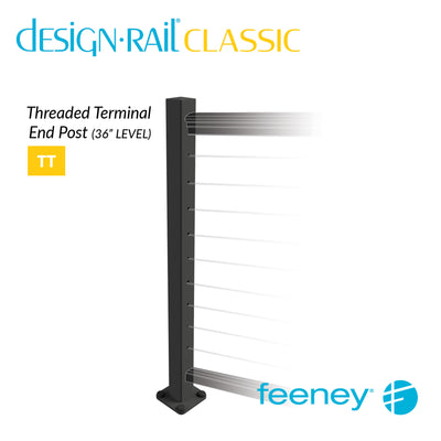  Feeney® DesignRail® Classic Kits (Level) Threaded Terminal Post Kit (36" - Textured Black) 