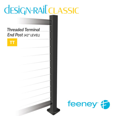  Feeney® DesignRail® Classic Kits (Level) Threaded Terminal Post Kit (42" - Textured Black) 