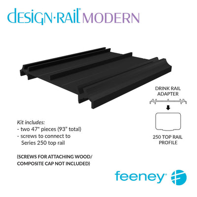 Feeney Drink Rail Adapter - Black 93" Length
