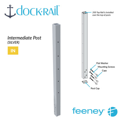 DockRail™ 36" -  Intermediate Post Kit - Silver