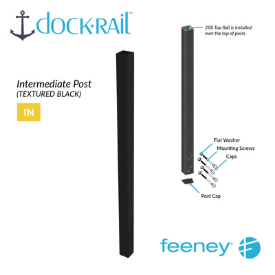 DockRail™ 36" -  Intermediate Post Kit - Textured Black