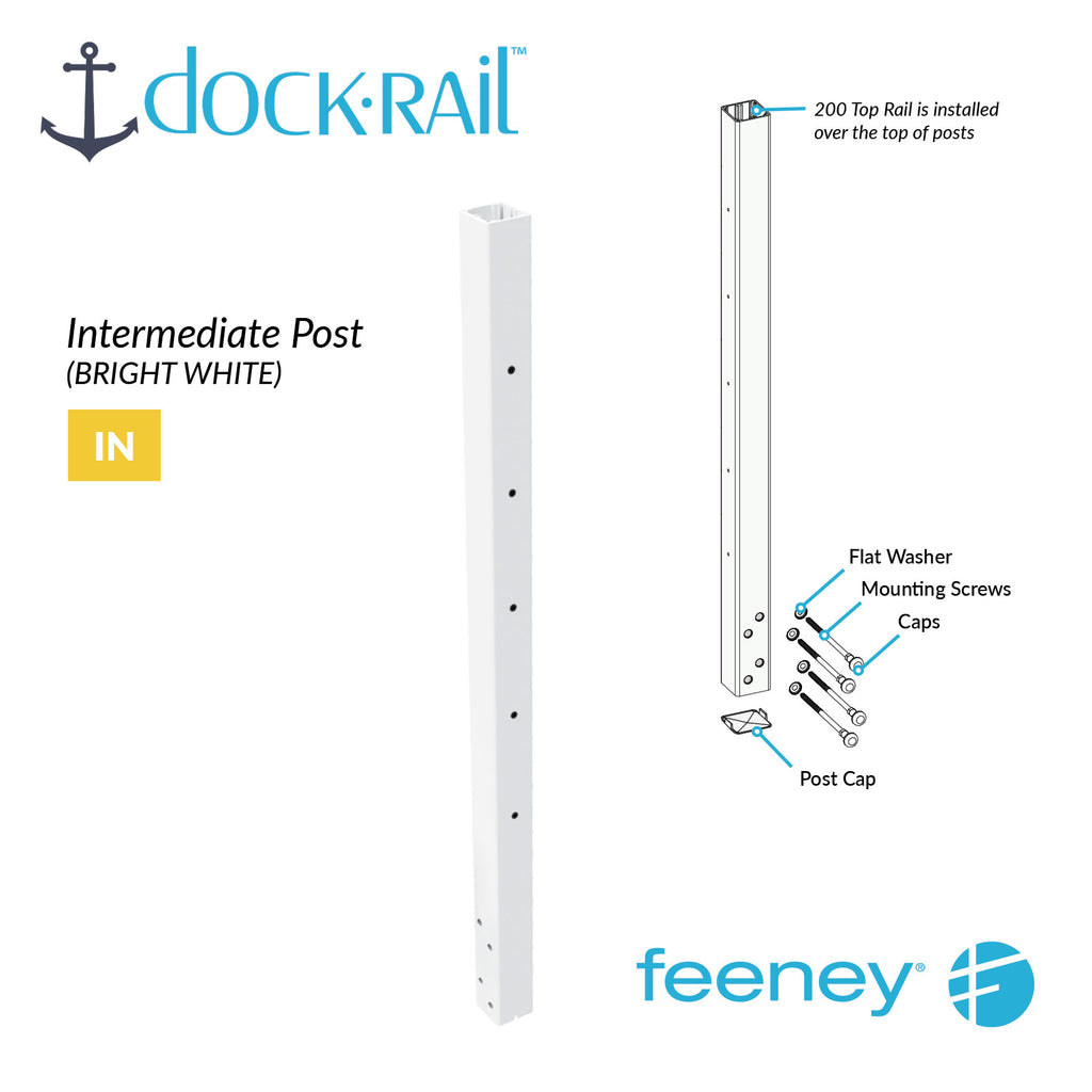 Intermediate Vertical Rails Feeney® DesignRail® DockRail™ Intermediate Post Kit - Bright White ...