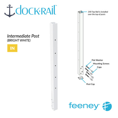 DockRail™ 36" -  Intermediate Post Kit - Bright White