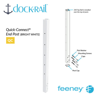 DockRail™ 36" -  Quick-Connect® Post Kit - Bright White