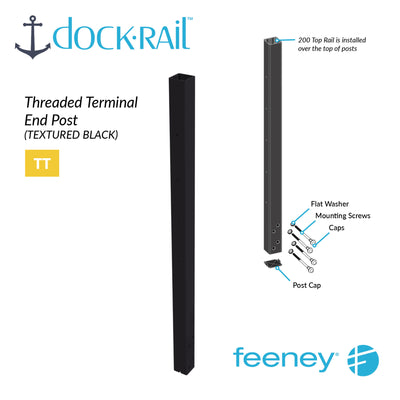 DockRail™ 36" -  Threaded Terminal Post Kit - Textured Black
