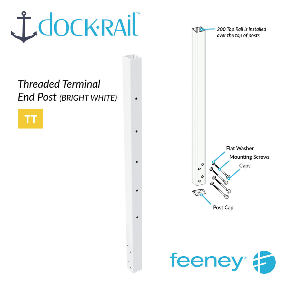 Threaded Rail System Feeney® DesignRail® DockRail™ Threaded Terminal Post Kit - Bright White ...