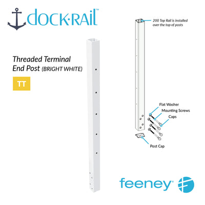 DockRail™ 36" -  Threaded Terminal Post Kit - Bright White