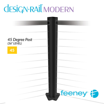 Modern 36" 45 Degree Post Kit for Level Railings - TBLK