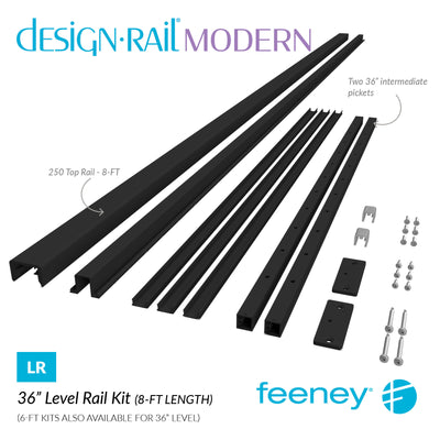  Feeney® DesignRail® Modern Kits (Level) Rail Kit (36"- 8'- Black) 