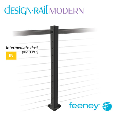 Modern 36" Post Kit -  Intermediate Post Kit for Level Railings - TBLK