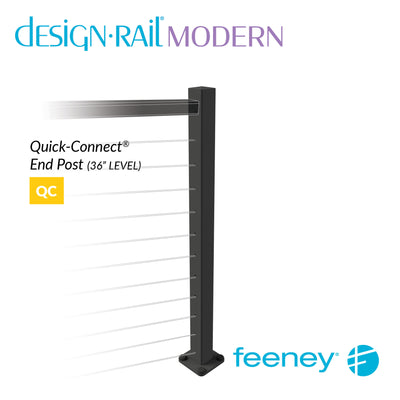Modern 36" Quick-Connect® Post Kit for Level Railings - TBLK