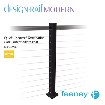 Modern 36" Level Quick-Connect Termination Intermediate Post Kit - TBLK