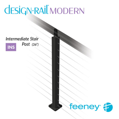 Modern 36" Intermediate Post Kit for Stair Railings - TBLK