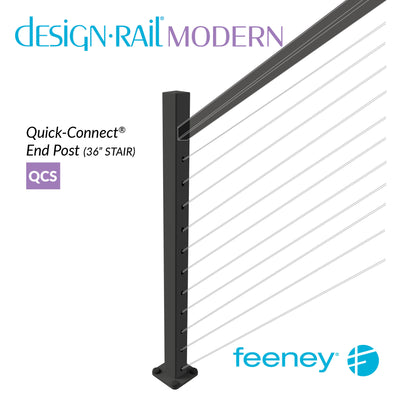 Modern 36" Quick-Connect® Post Kit for Stair Railings - TBLK