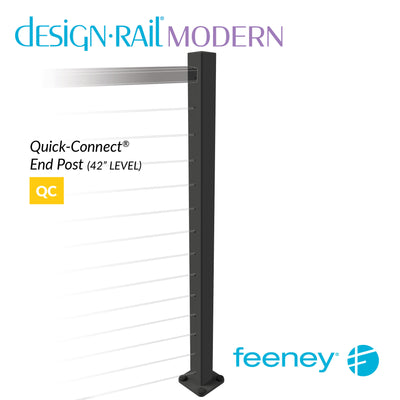 Modern 42" Quick-Connect® Post Kit for Level Railings - BLK