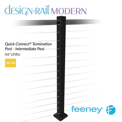 Modern 42" Level Quick-Connect Termination Intermediate Post Kit - BLK