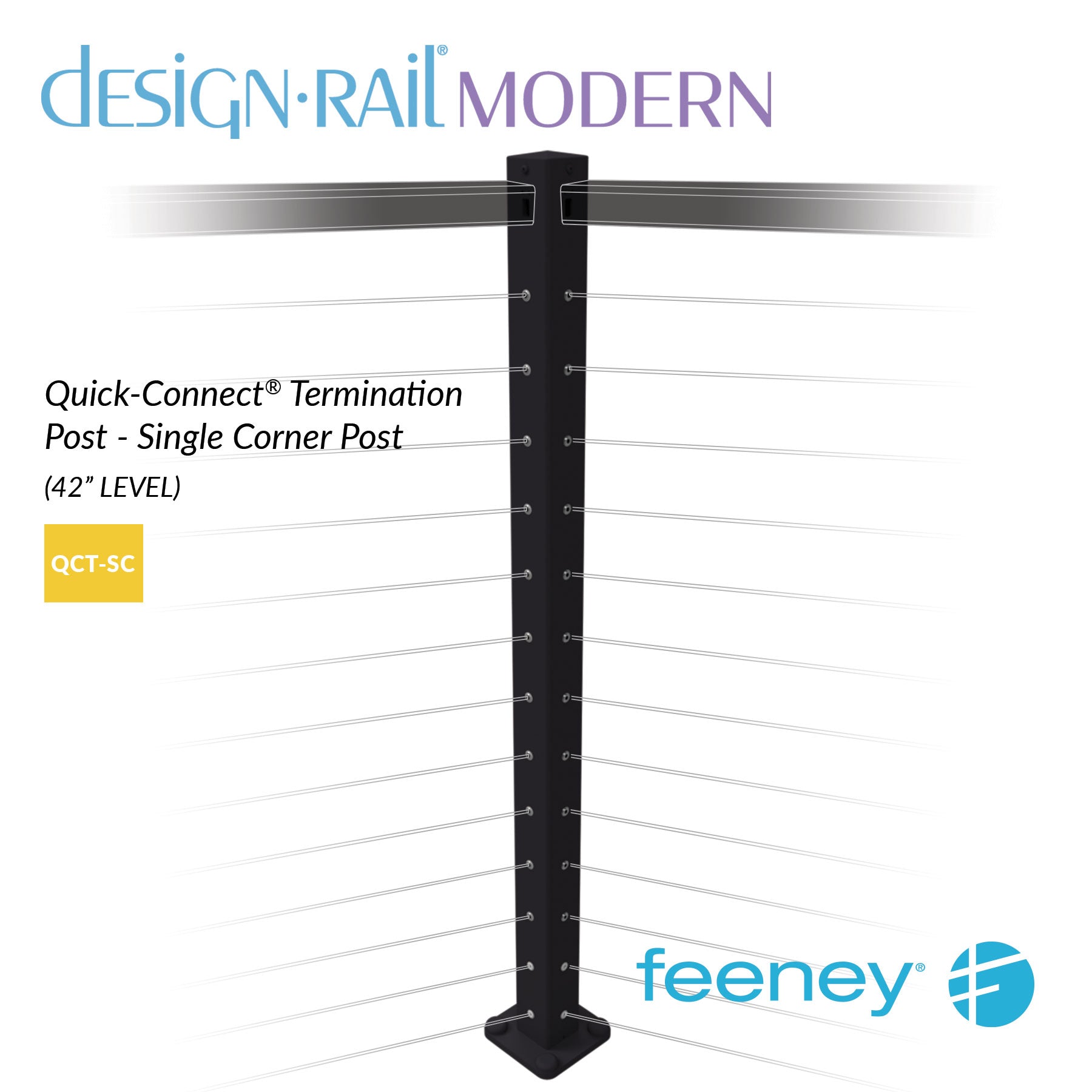 Level Post. Bay Feeney® DesignRail® Modern Kits Single Corner (Level) Post Kit (42 ...