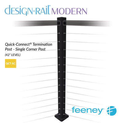Modern 42" Level Quick-Connect Termination Single Corner Post Kit - BLK
