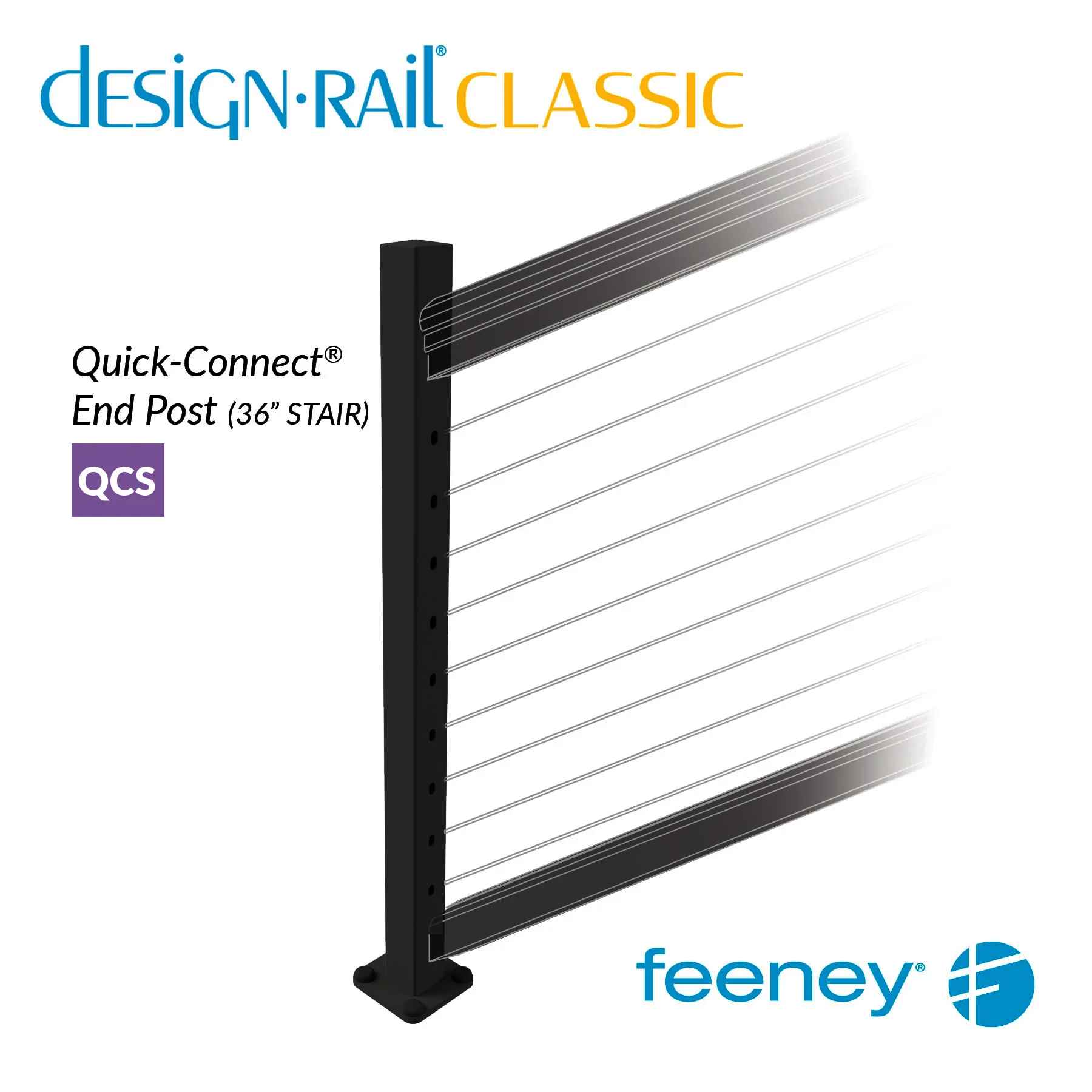 Feeney® DesignRail® Classic Kits (Stair) Quick-Connect® Post Kit (36